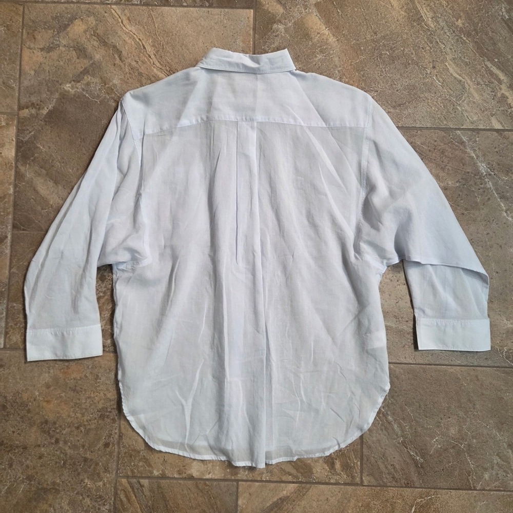 Loft Womens Light Blue Button Down Shirt Drop Shoulder Pocket XS - Picture 3 of 6